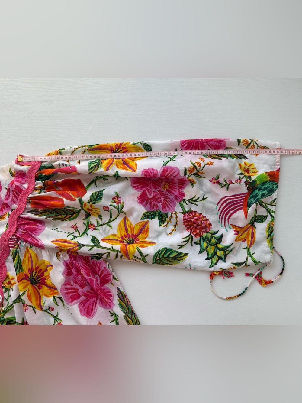 FARM Rio White Floral Boho Tie-Front Ruffle Blouse - Picture 8 of 12